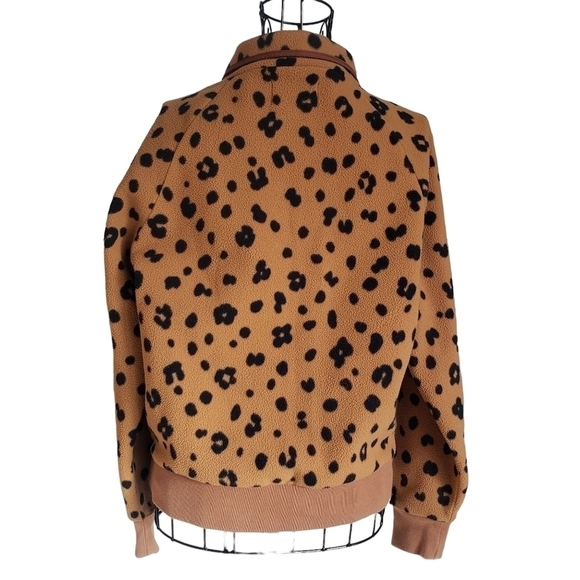 Madewell MWL Betterfleece Half-Zip Sweatshirt in Cheetah Print, Size XS - Picture 5 of 10